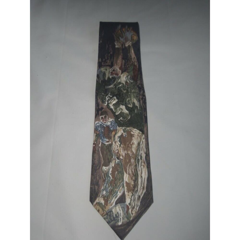 Mens Richard Wallich Impressionist Art Touchdown Silk Tie Football -081221